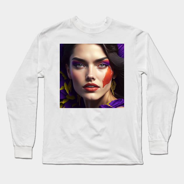 Portrait of a female model Long Sleeve T-Shirt by likbatonboot